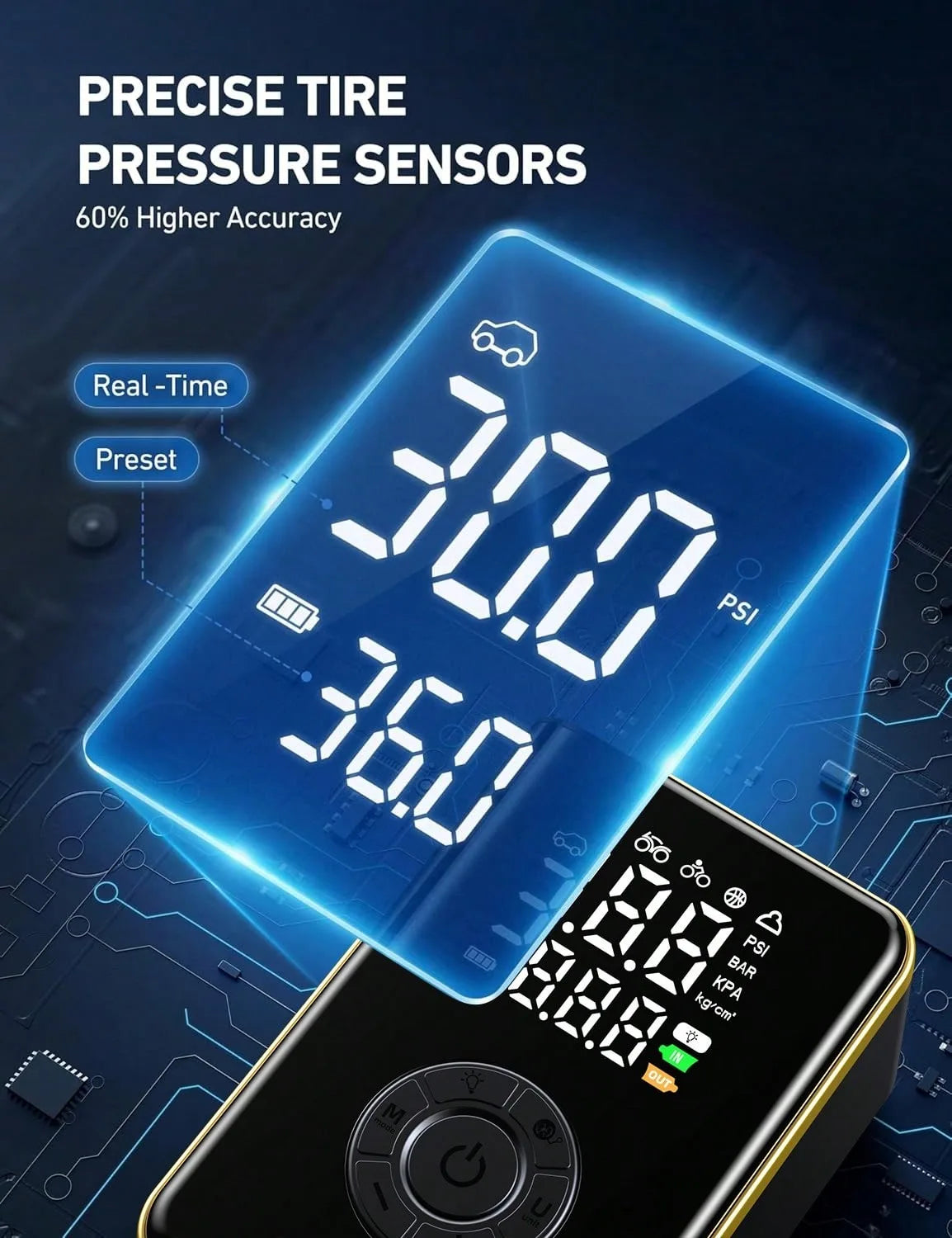 Portable Cordless Tire Inflator With Digital Display 150 PSI