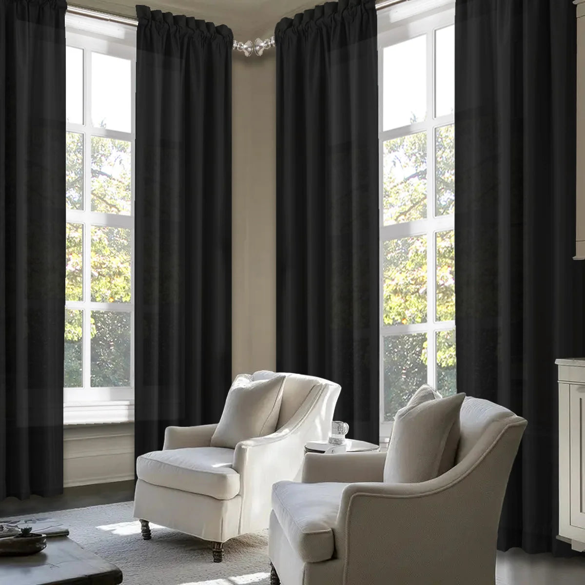 SABALANICA Light Filtering Polyester Curtains With Rod Pocket Design