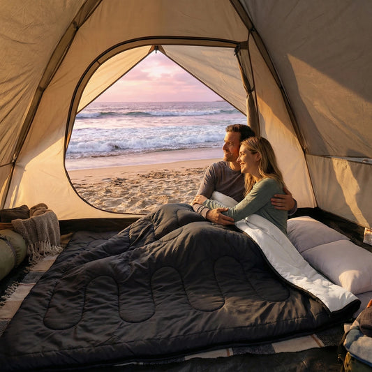 Double Sleeping Bag For Adults With Pillow Three Season Portable