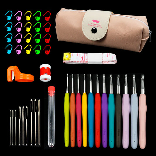 Crochet And Knitting Tool Set 45 37 Pieces With Storage Bag Hooks Needles