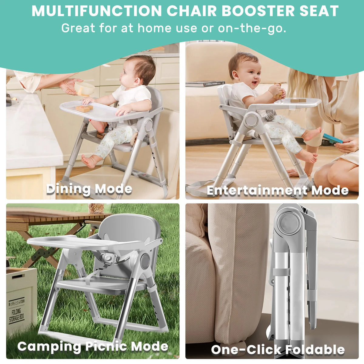 Ubravoo Foldable Portable Baby High Chair With Dual Plate