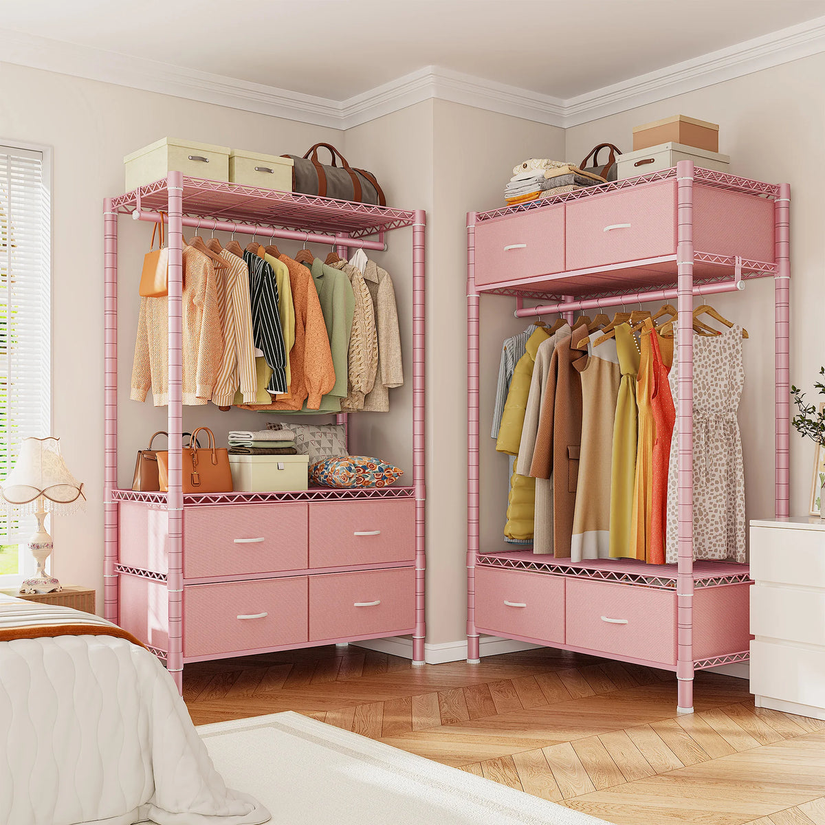 Heavy Duty Metal Coat Rack With Four Home Storage Drawers