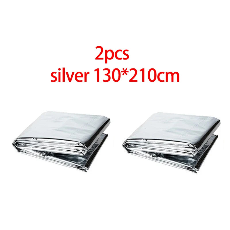 Emergency Thermal Poncho Blanket Water Resistant Windproof Sunshade For Camping