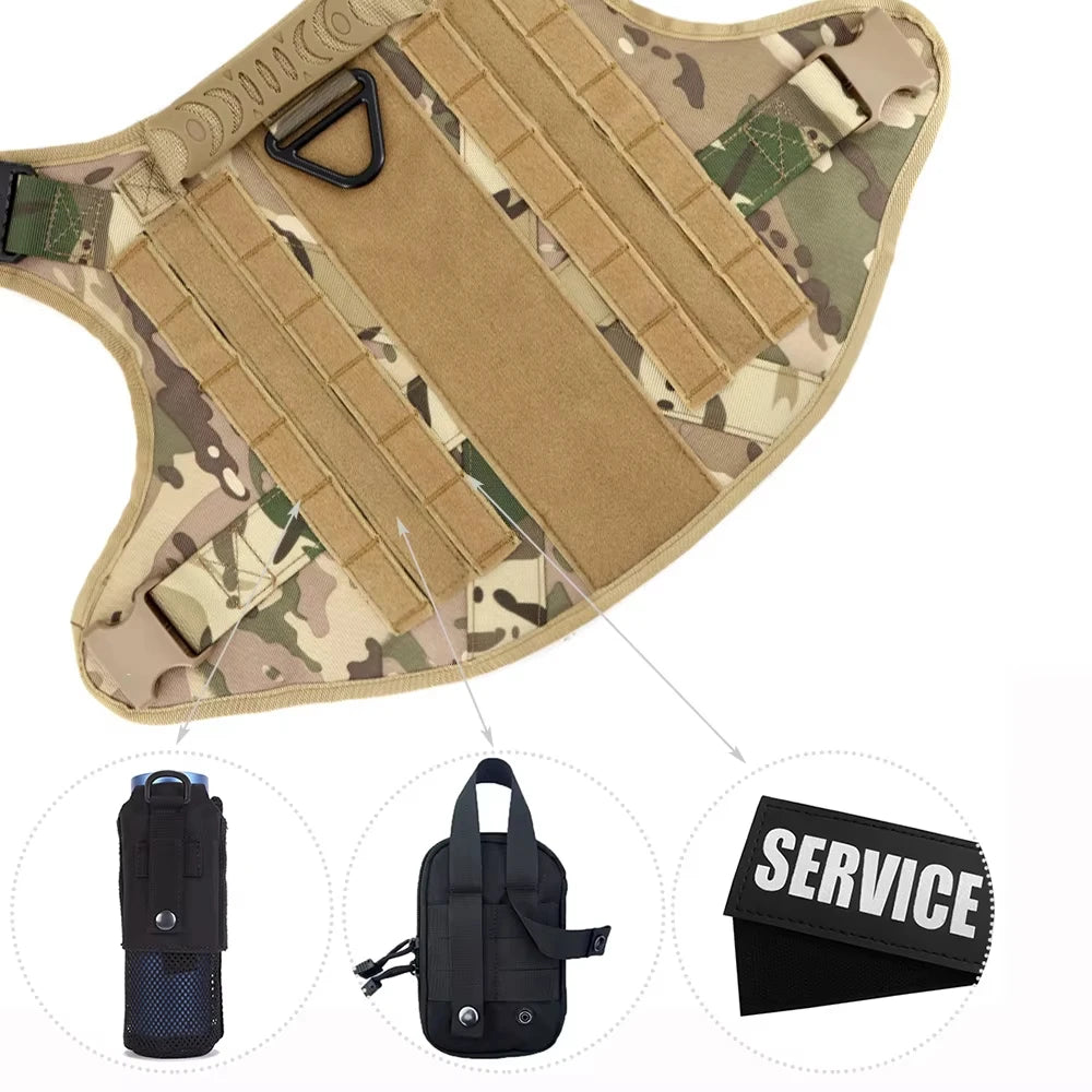 Tactical Nylon Dog Harness Vest With Padded Collar And Leash
