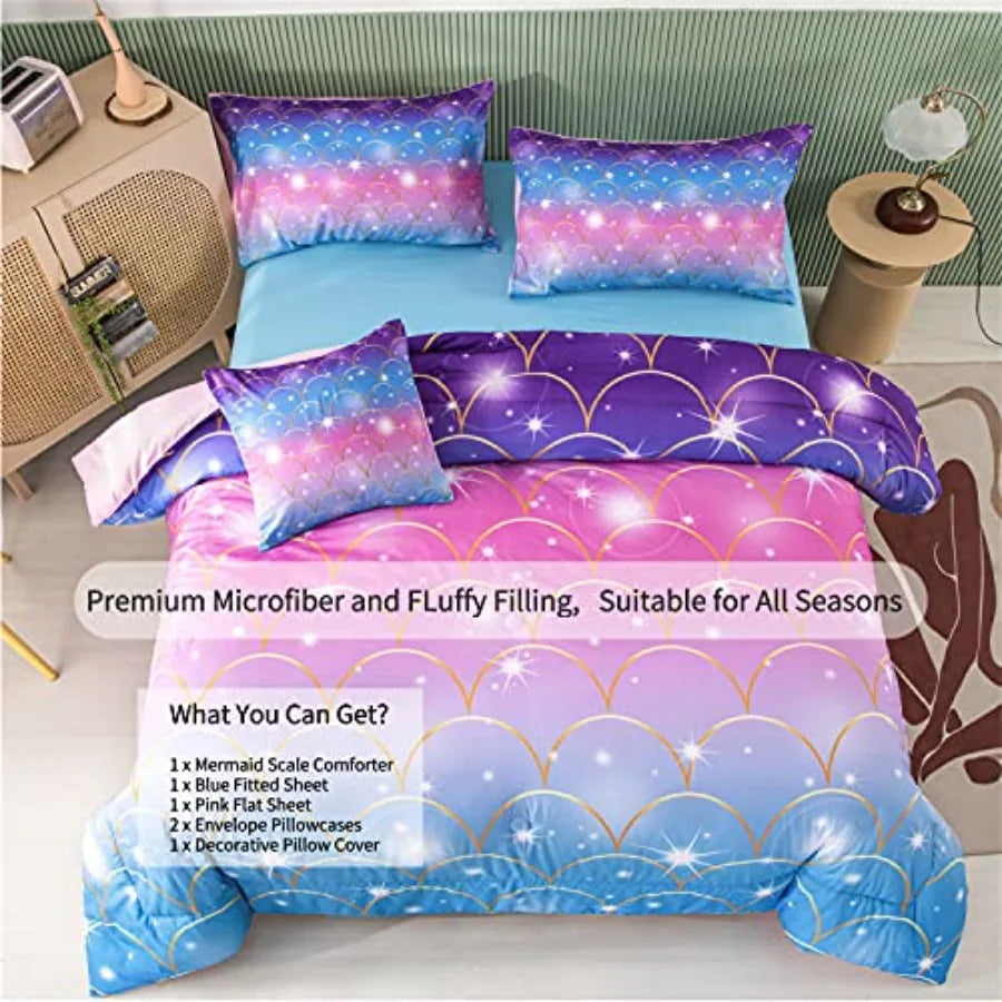 Premium Fish Scale Comforter Set With Matching Pillowcases