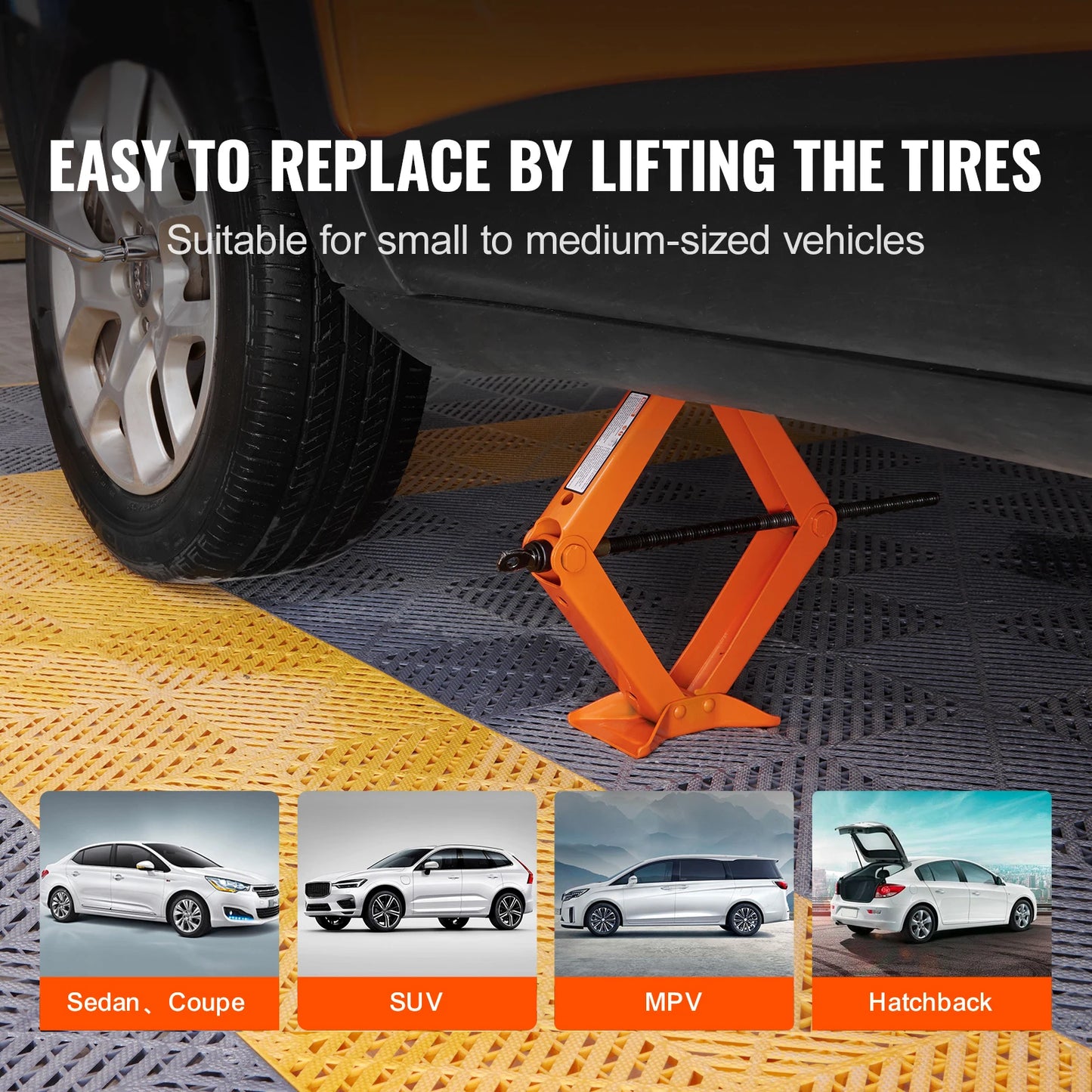 SucceBuy 2.5 Ton Scissor Car Jack Portable Lifting Tire Jack