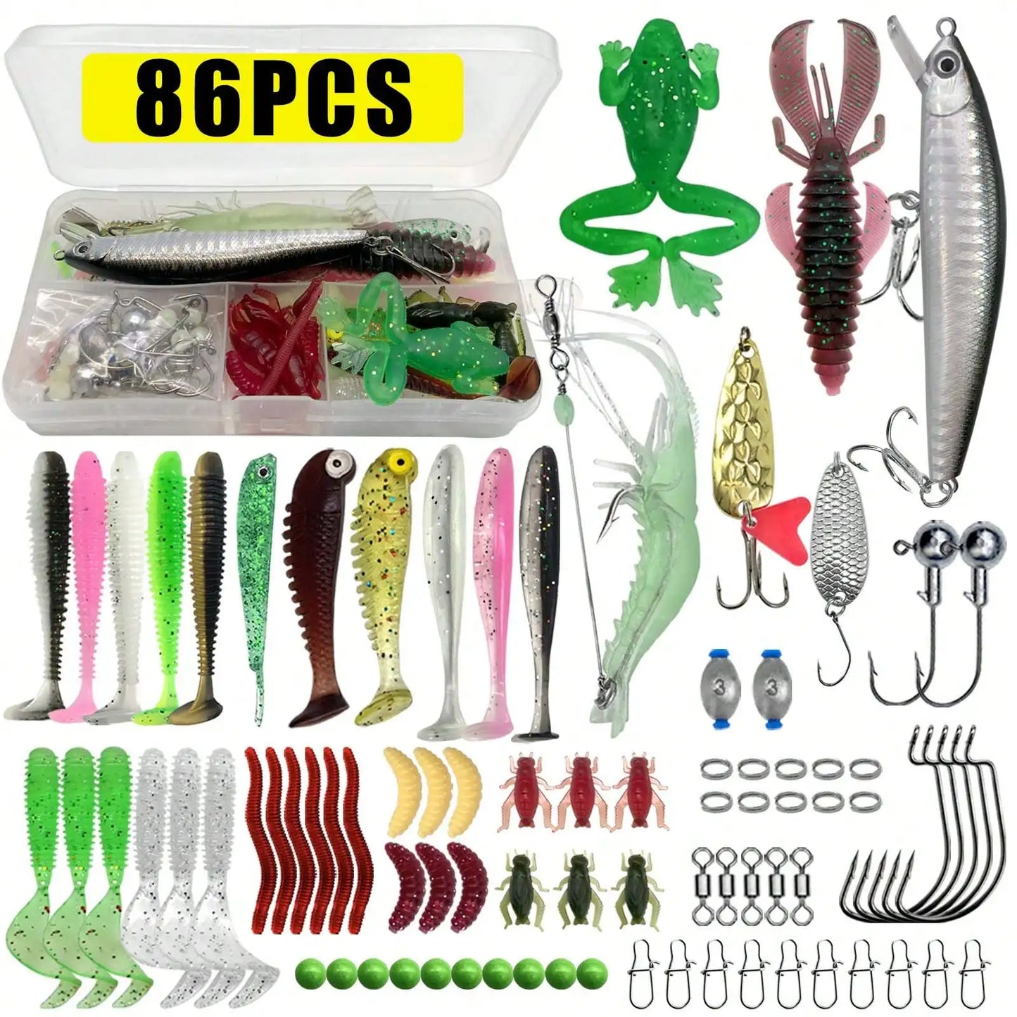 Multi Size Mixed Fishing Lure Set With Tackle Box For Angling