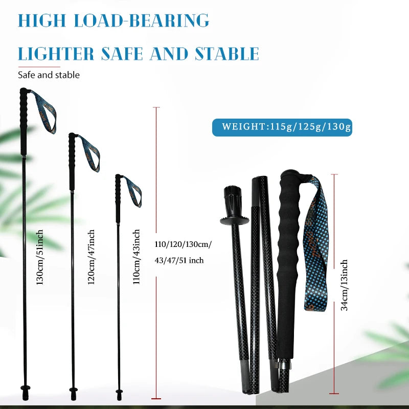 Local+ Lightweight T800 Carbon Fiber Walking Running Sticks Collapsible Telescopic Hiking Cane Trekking Poles for City Use