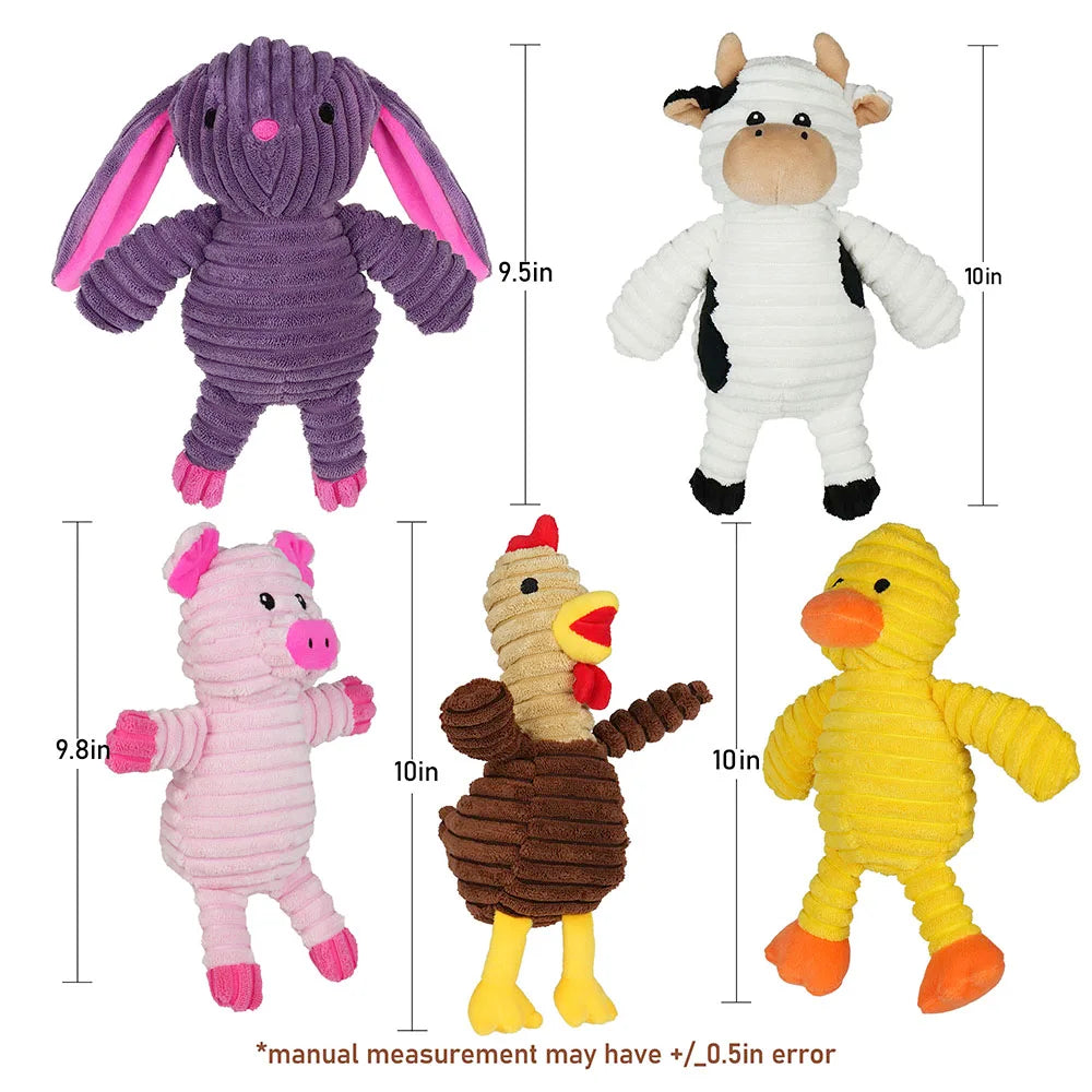 5 Pack Plush Squeaky Dog Toys, Stuffed Animal Chew Toys