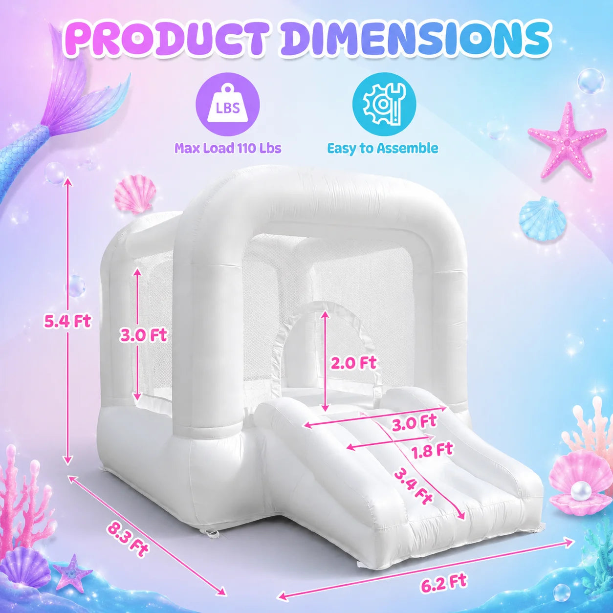 VANCEN Arch Inflatable Bounce House With Slide For Kids