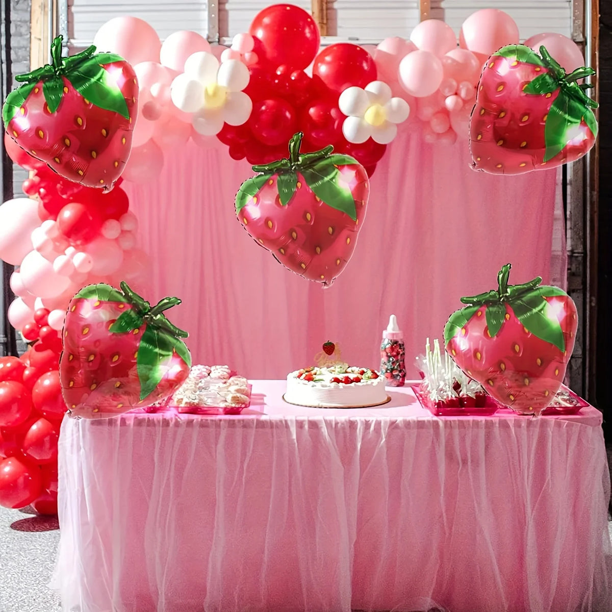 Strawberry Balloon Arch Kit for Berry Themed Birthday Party Decorations