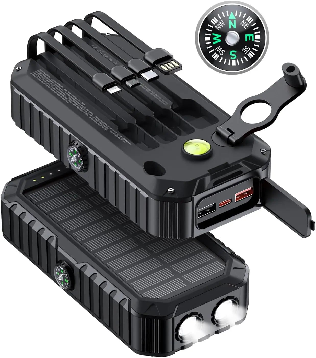 Solar Power Bank 40000mAh With Cables And Hand Crank