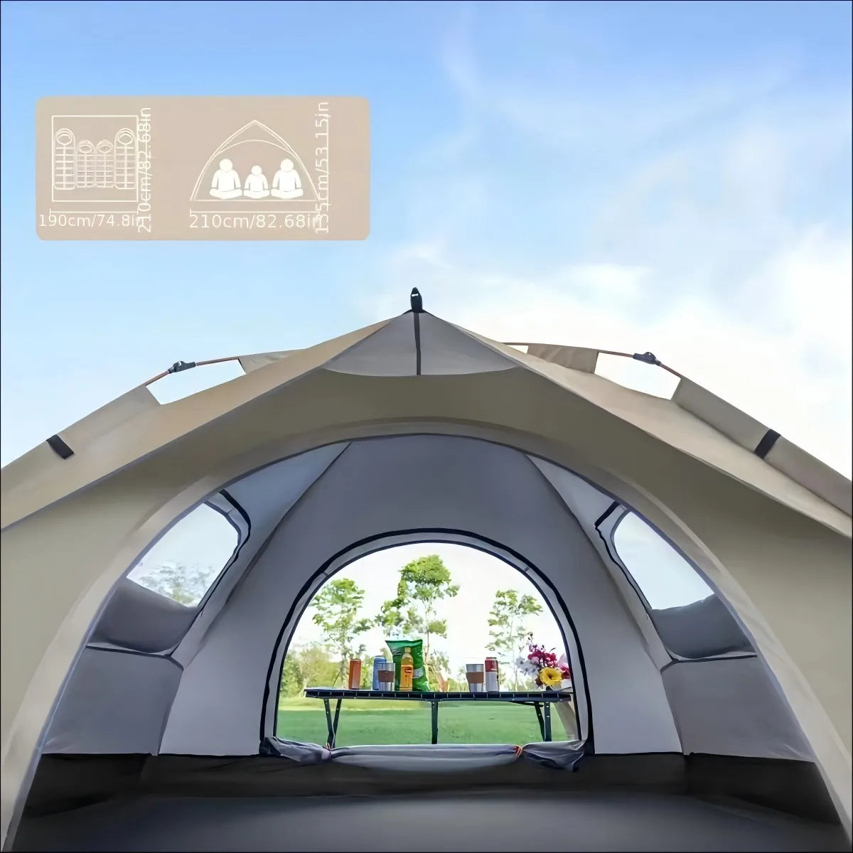 Small Silver Compact Auto-Tent - Quick 60-Second Setup Sunshade for 3-4 People, All-Weather & Portable