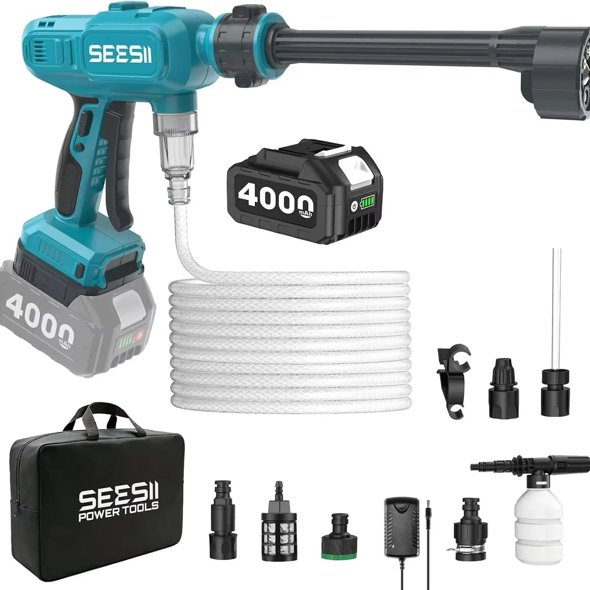 SEESII Cordless High Pressure Washer Gun With Multifunction Nozzle