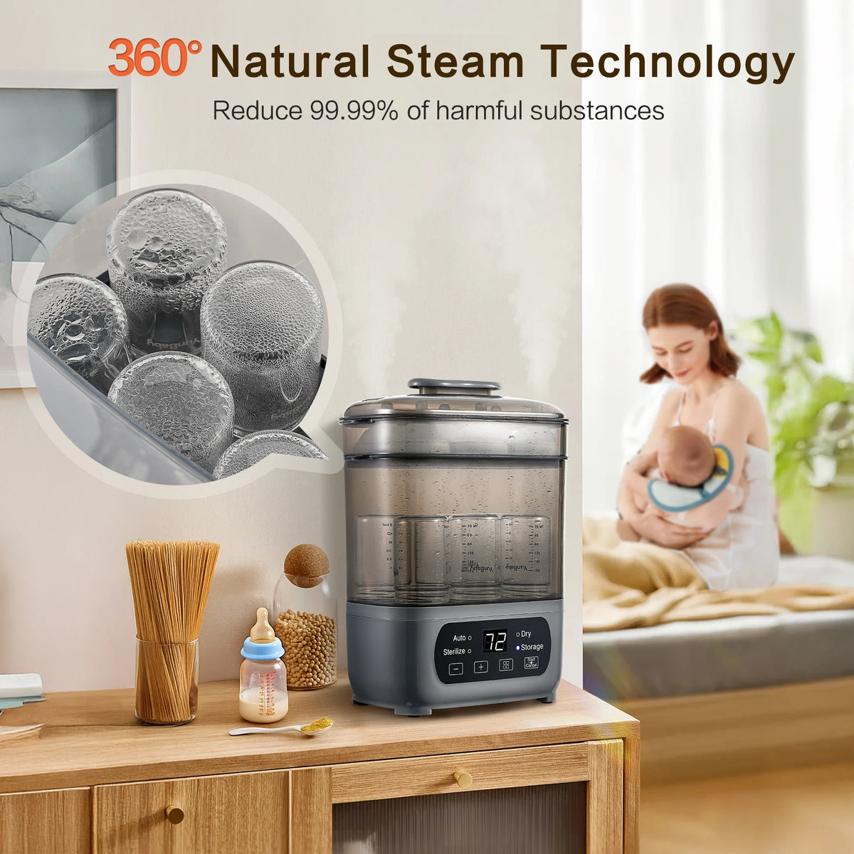 Electric Baby Bottle Sterilizer And Dryer Steam Sanitizer