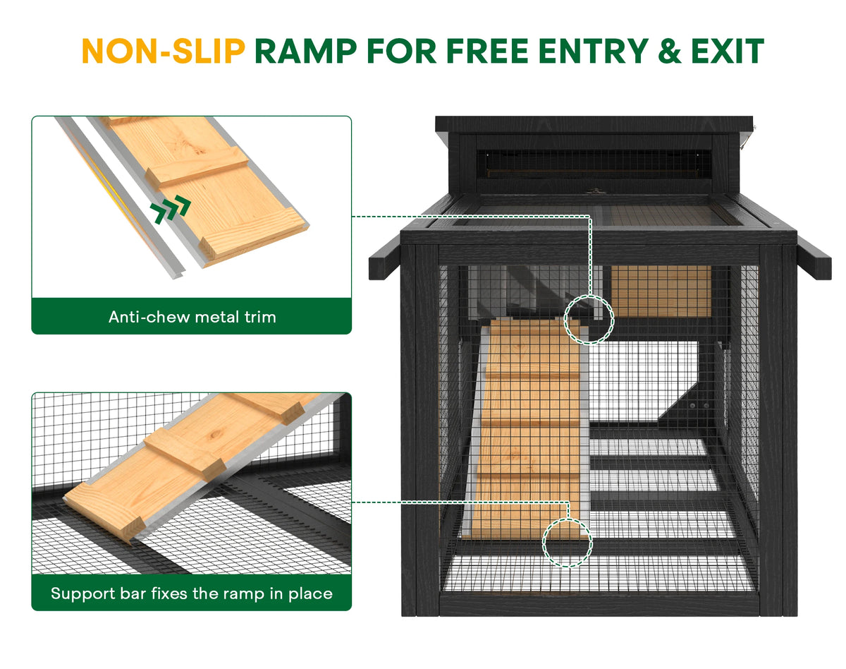 Outdoor Wooden Rabbit Hutch With Wheels And Waterproof Roof