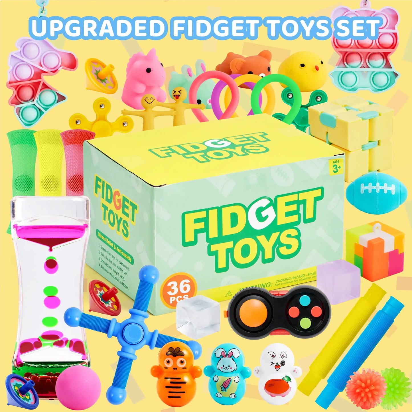 Joyfy Fidget Toys Party Favors 60 Pack Stress Relief and Autism Sensory