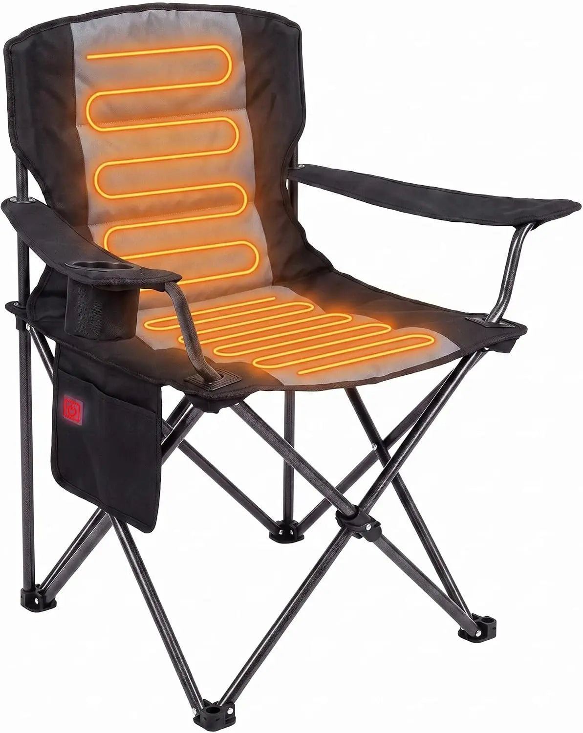 Heated Camping Chair with Cup Holder and Storage Pockets