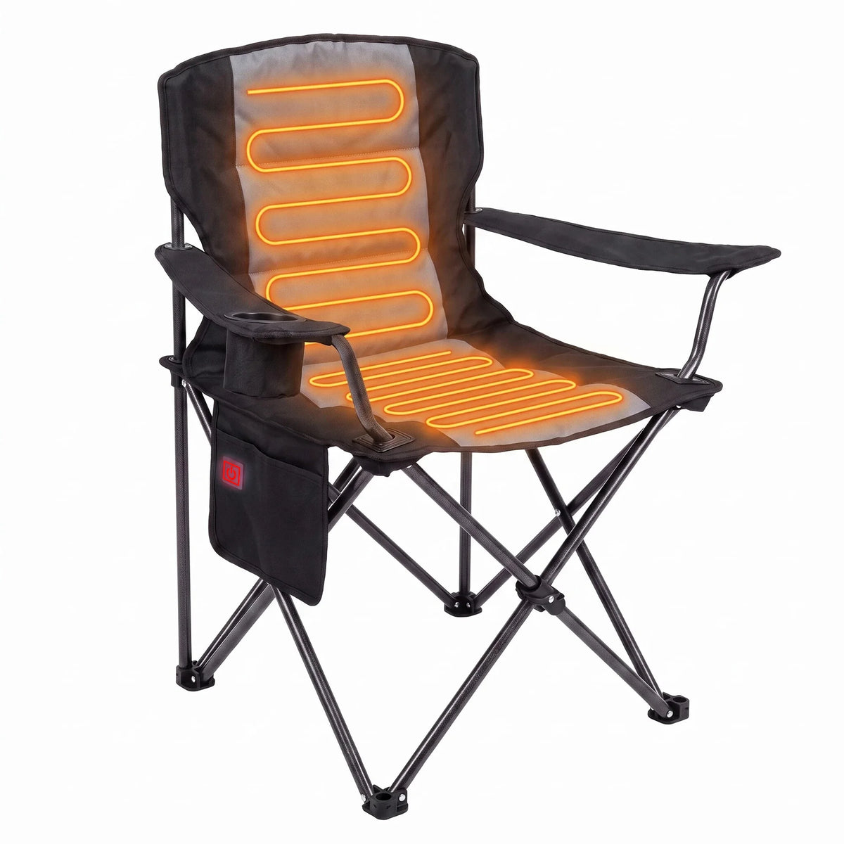 Heated Camping Chair with Cup Holder and Storage Pockets