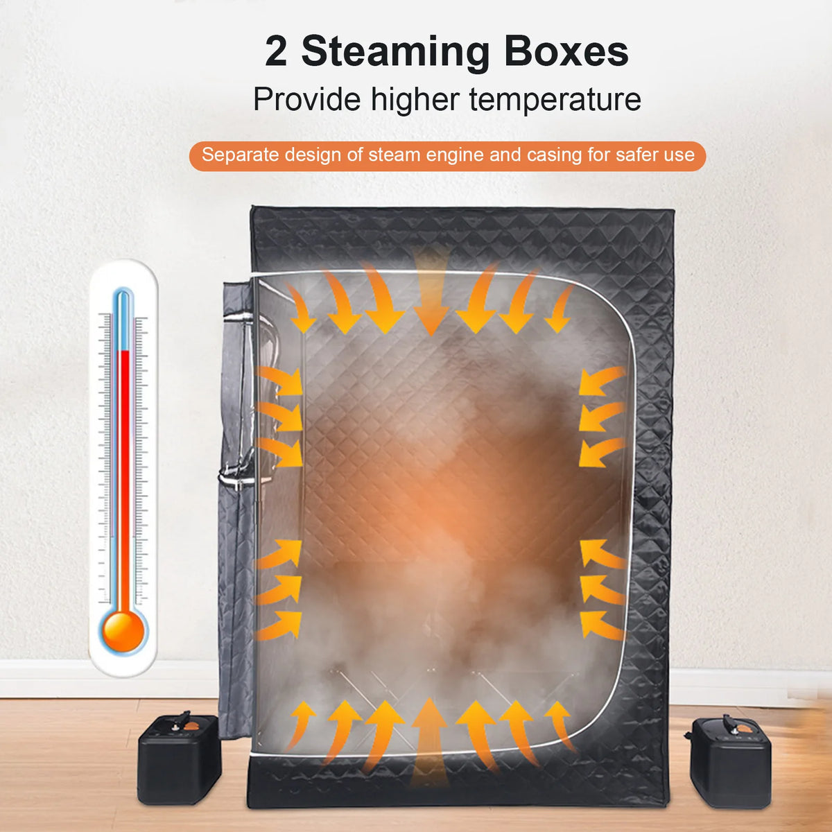 Portable Steam Sauna Tent 2 Person Sauna Extra Large 5 Layer Water-proof Sauna Room with 2 Steamers 2 Folding Chairs for Home