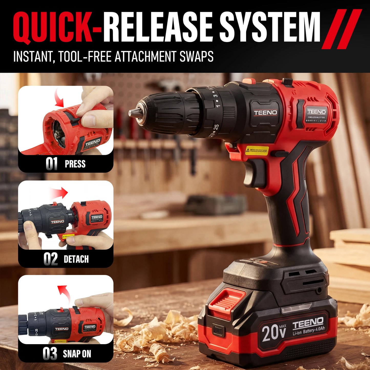 20V MAX Brushless Power Tool Combo Kit, 9-in-1 Cordless Interchangeable Multi-Tool Set (Drill, Impact, Grinder, Sander, Circular, Chain & Reciprocating Saws, Blower, Washer), 2x 4.0Ah Batteries