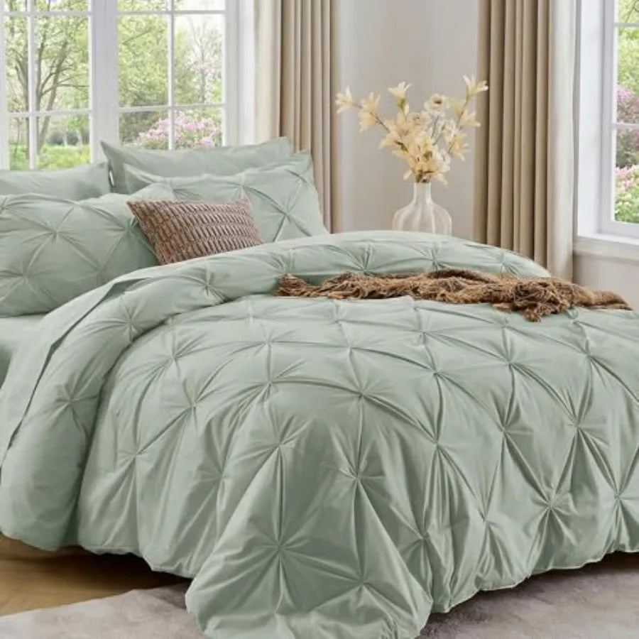 Comforter Set Bed In A Bag 7 Piece Pintuck All Season Cotton Tencel