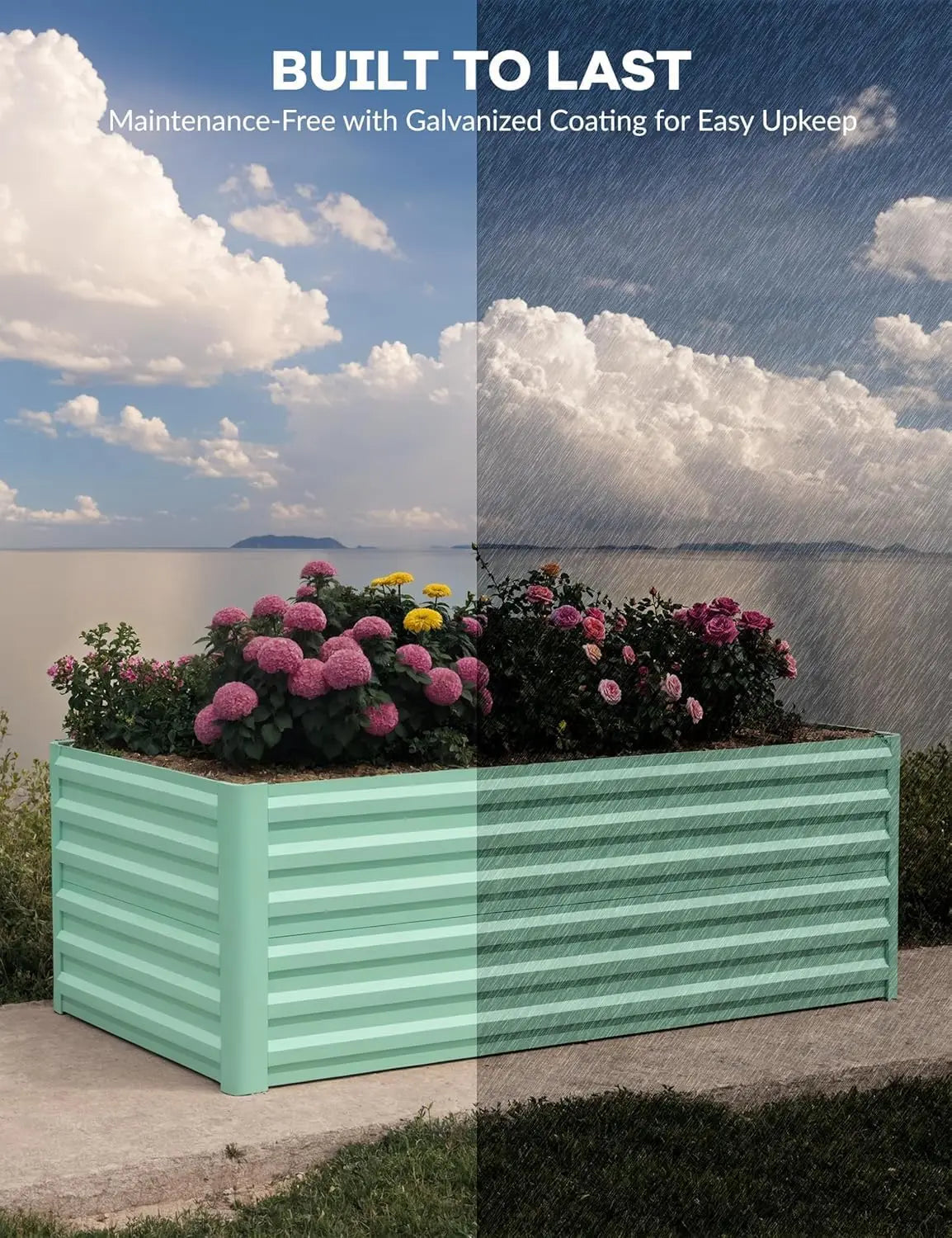 HiMISS Heavy Duty Galvanized Raised Garden Bed Planter