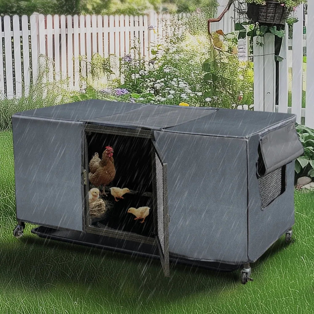 Borwart Heavy Duty Metal Chicken Coop With Tray And Wheels