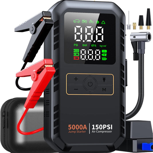PAIVIROKU 4 In 1 Car Jump Starter Air Compressor 5000A Peak Tire Inflator