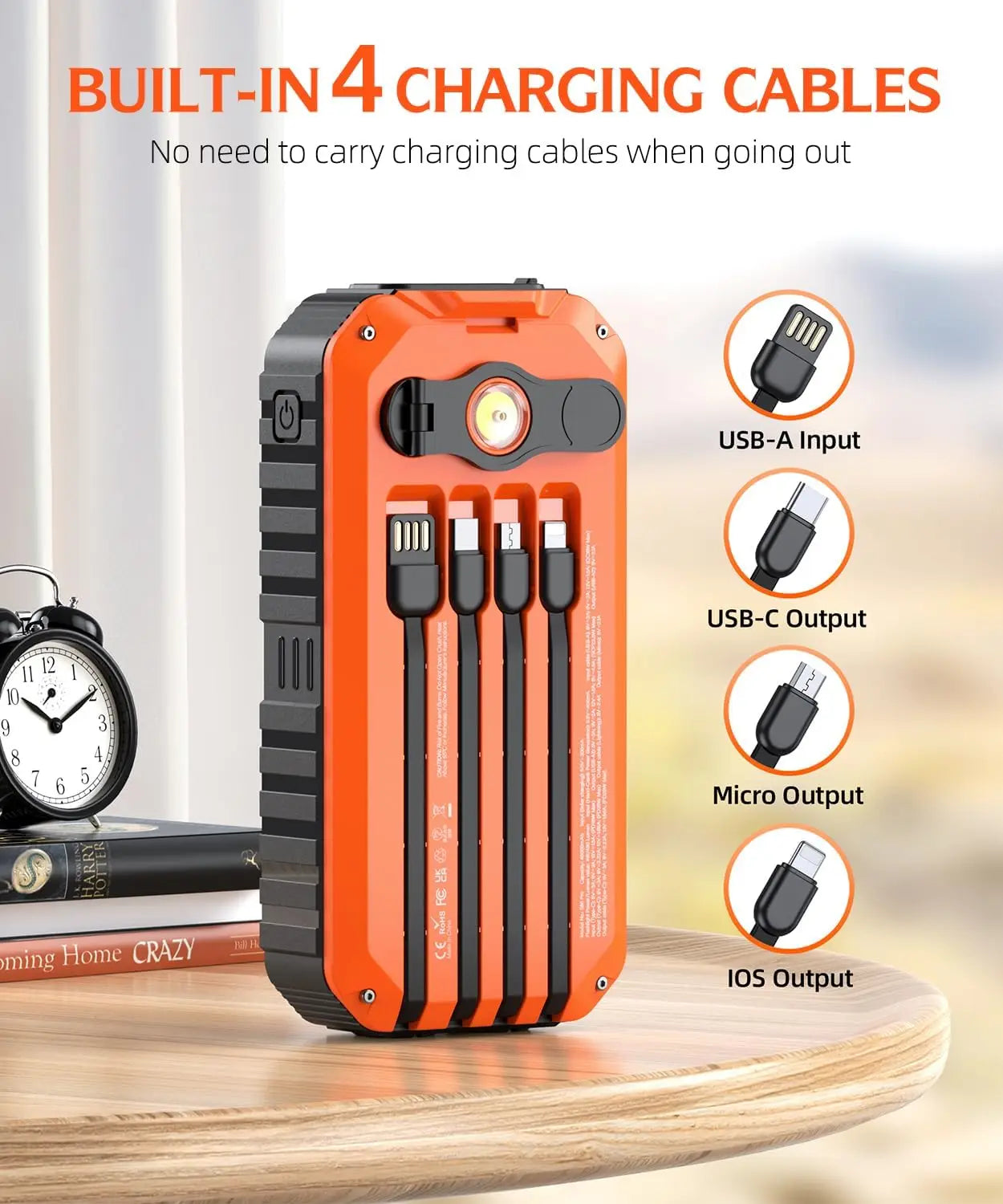 Solar Power Bank 40000mAh With Cables And Hand Crank