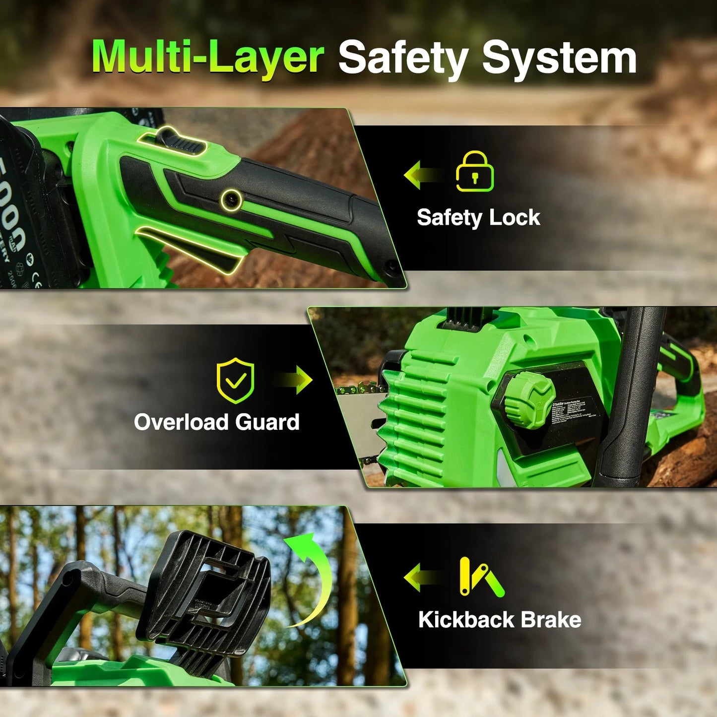 TaskStar 40V 16" Cordless Chainsaw With Auto-Oiler&Tool-Less Chain Tension 2x5.0Ah Batteries Powered Electric Saws For Logging