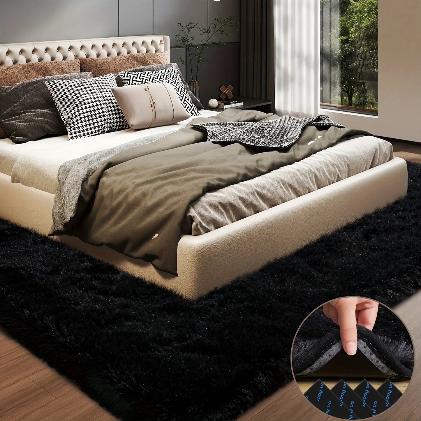 Soft Plush Area Rug Polyester With Geometric Pattern For Living Room