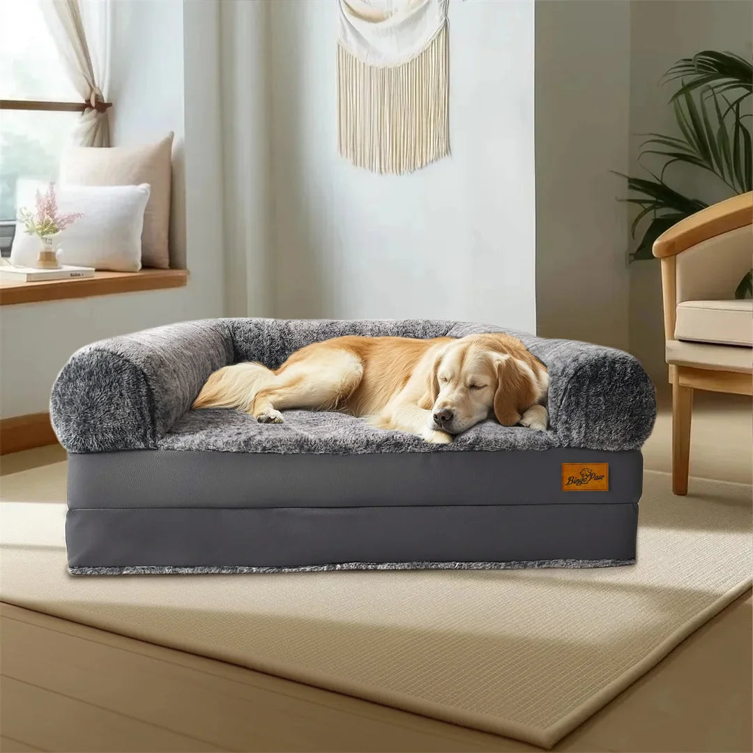 BINGOPAW Giant Foldable Calming Dog Bed With Plush Orthopedic Support