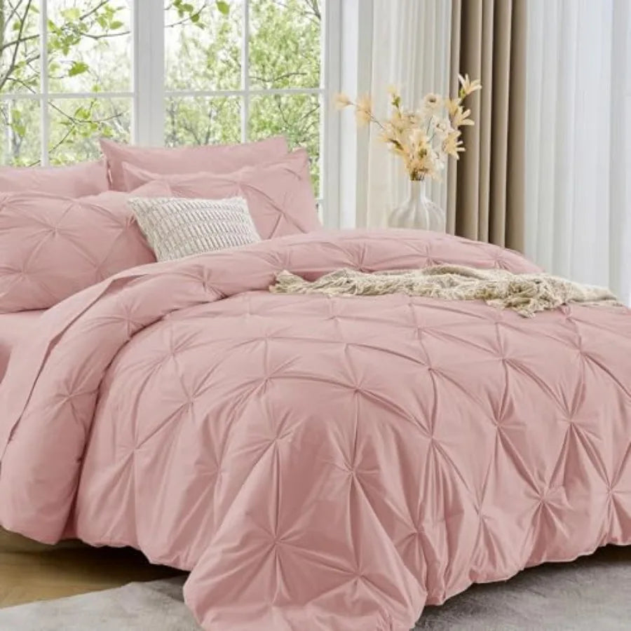 Comforter Set Bed In A Bag 7 Piece Pintuck All Season Cotton Tencel