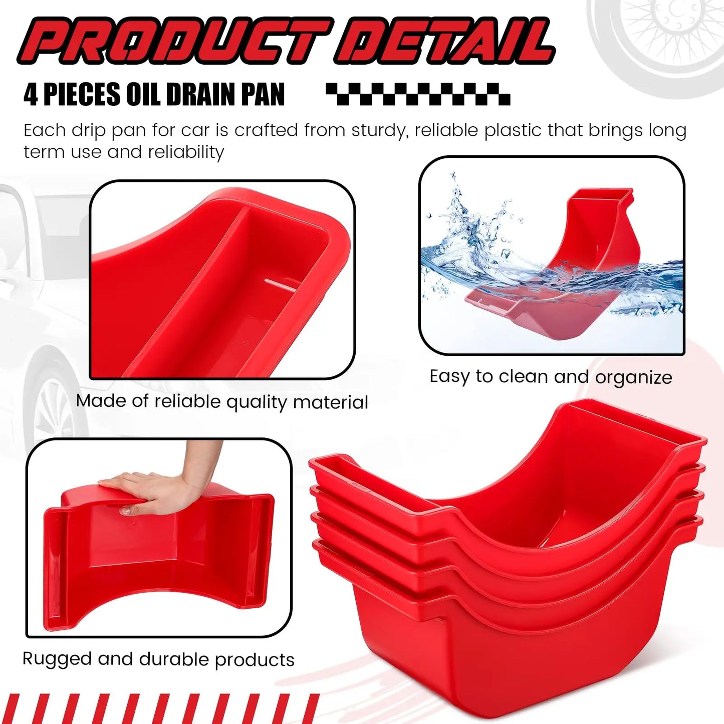 High-concerned Chemical 4 Pack Reusable Plastic Oil Drain Pans