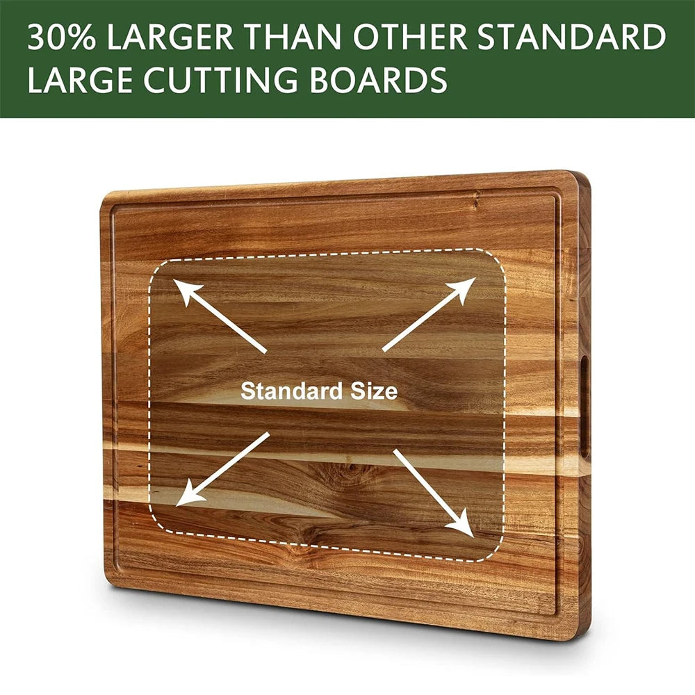 TWISTER.CK Wood Cutting Board With Juice Groove Reversible Charcuterie