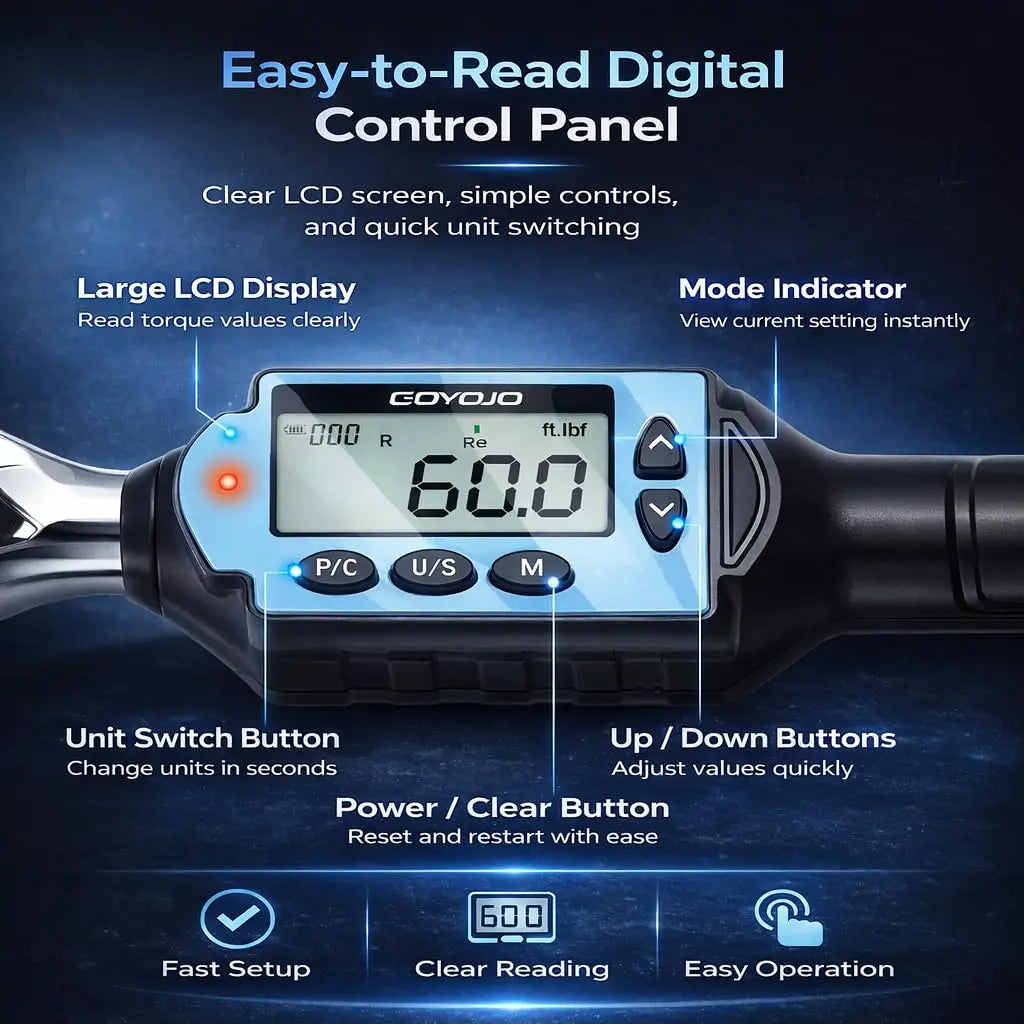 GOYOJO Digital Torque Wrench High Precision For Bikes And Cars