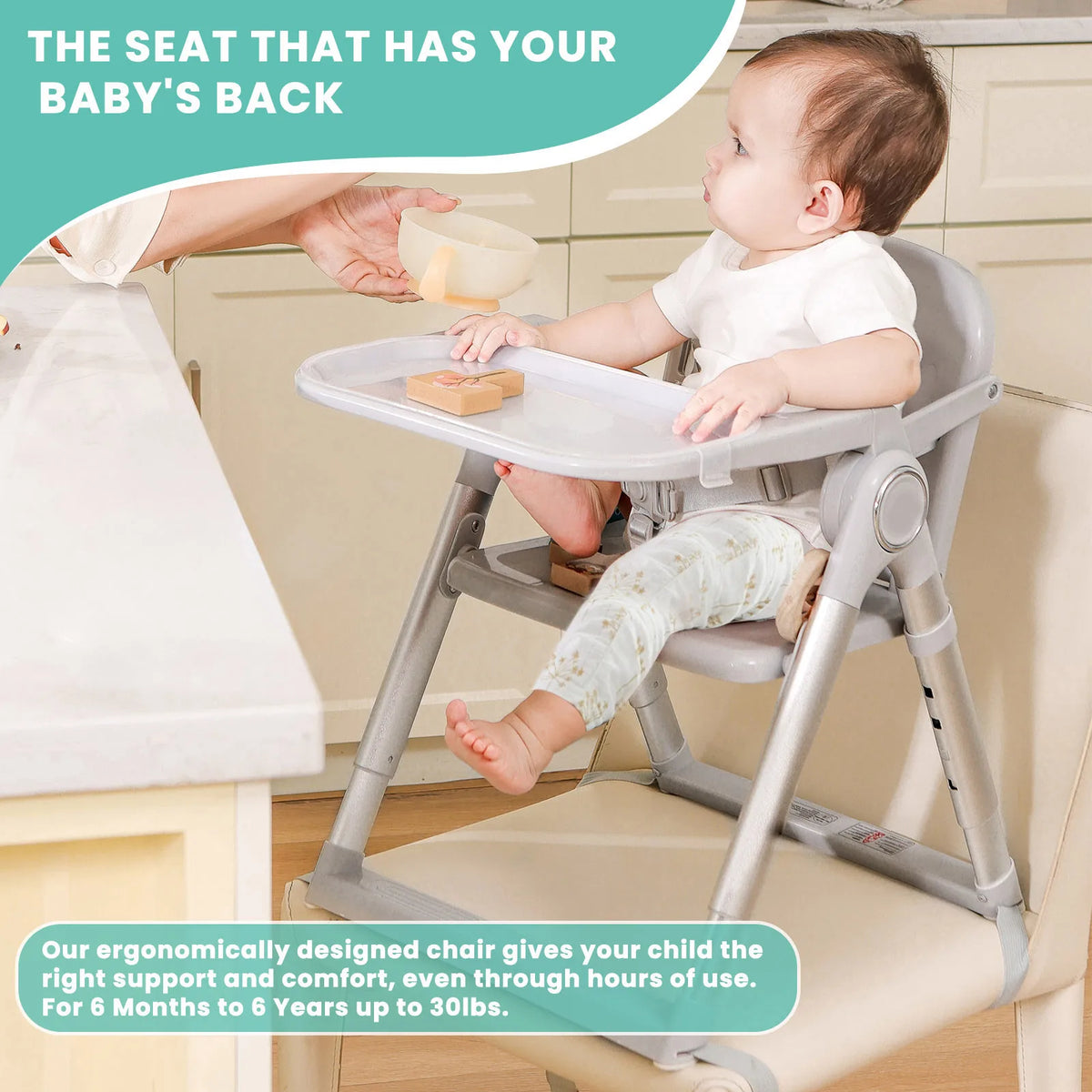 Ubravoo Foldable Portable Baby High Chair With Dual Plate