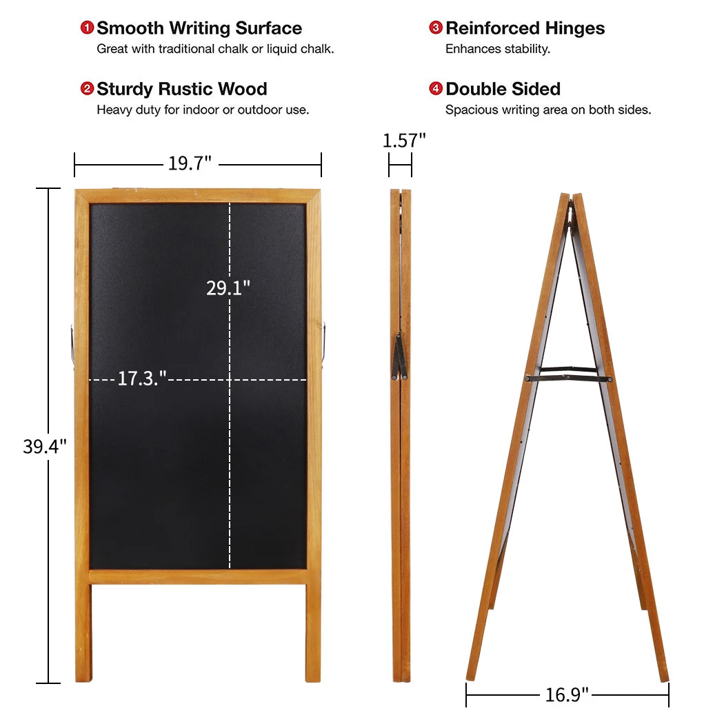 Outdoor Wooden Double Sided Blackboard Chalkboard Display Stand Includes Cloths