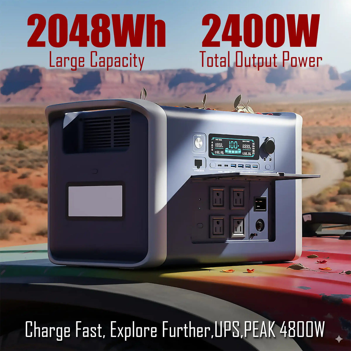 UAPOW Portable Power Station With LiFePO4 Battery And Solar Panel