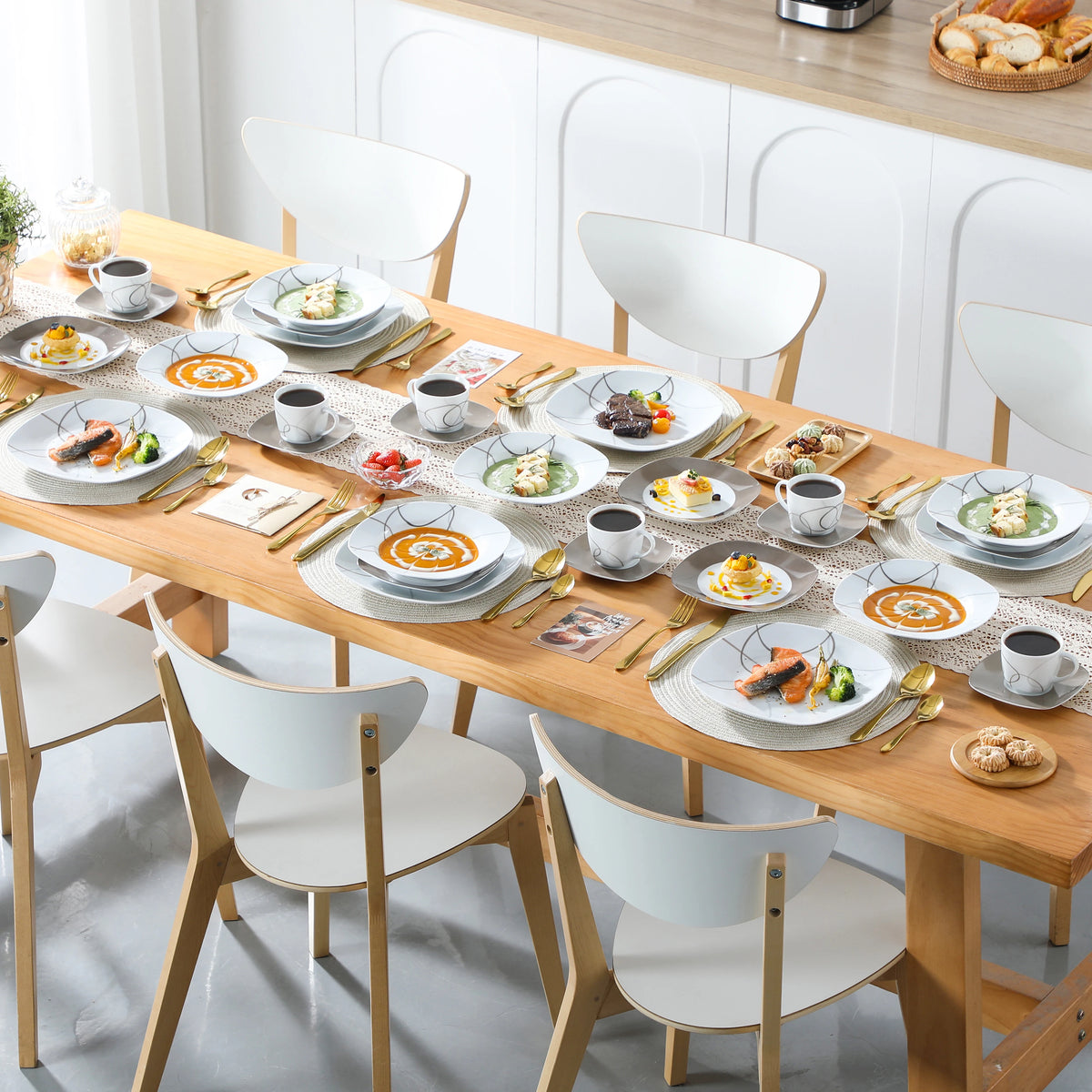 Malacasa Complete Porcelain Ceramic Dinnerware Set