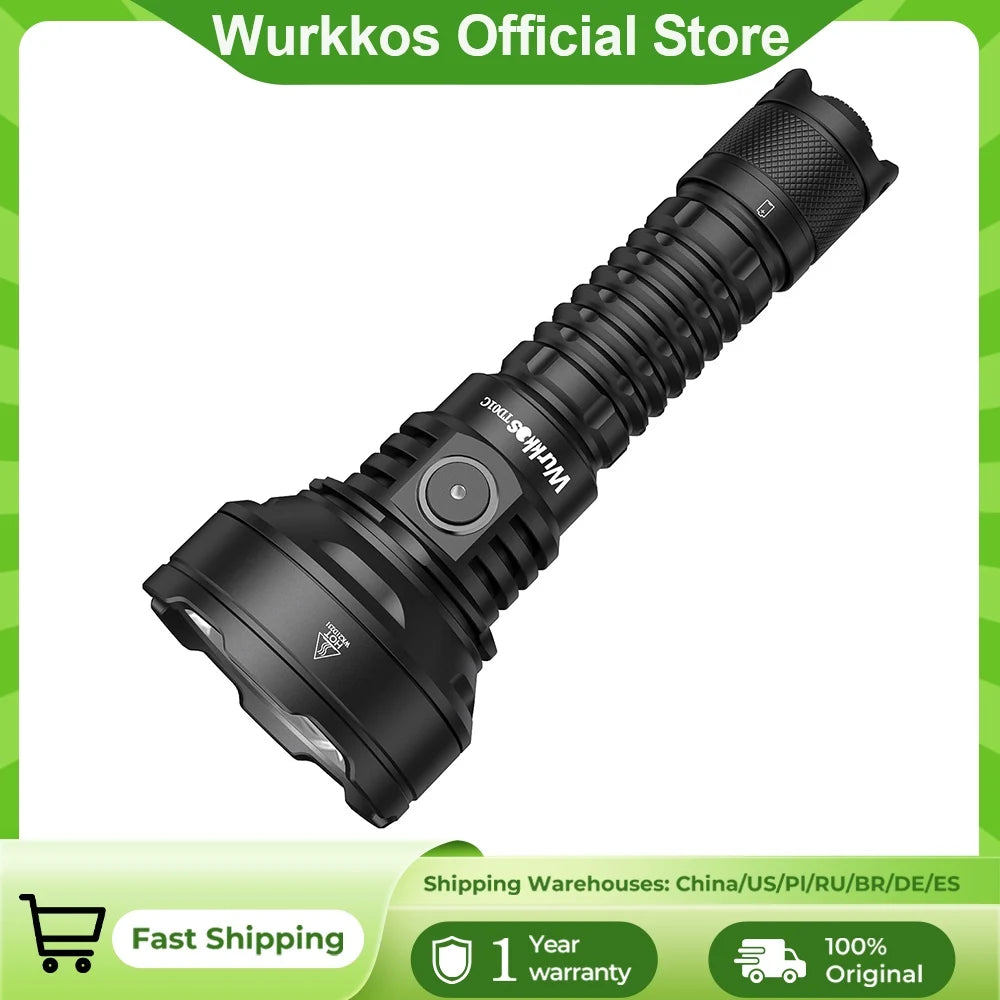 Wurkkos TD01C 21700 Tactical Flashlight USB Rechargeable 1800 Lumens Ultra-Long-Range Tail Switch LED Torch IPX-8