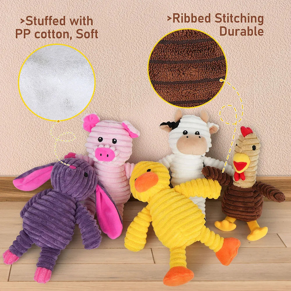 5 Pack Plush Squeaky Dog Toys, Stuffed Animal Chew Toys