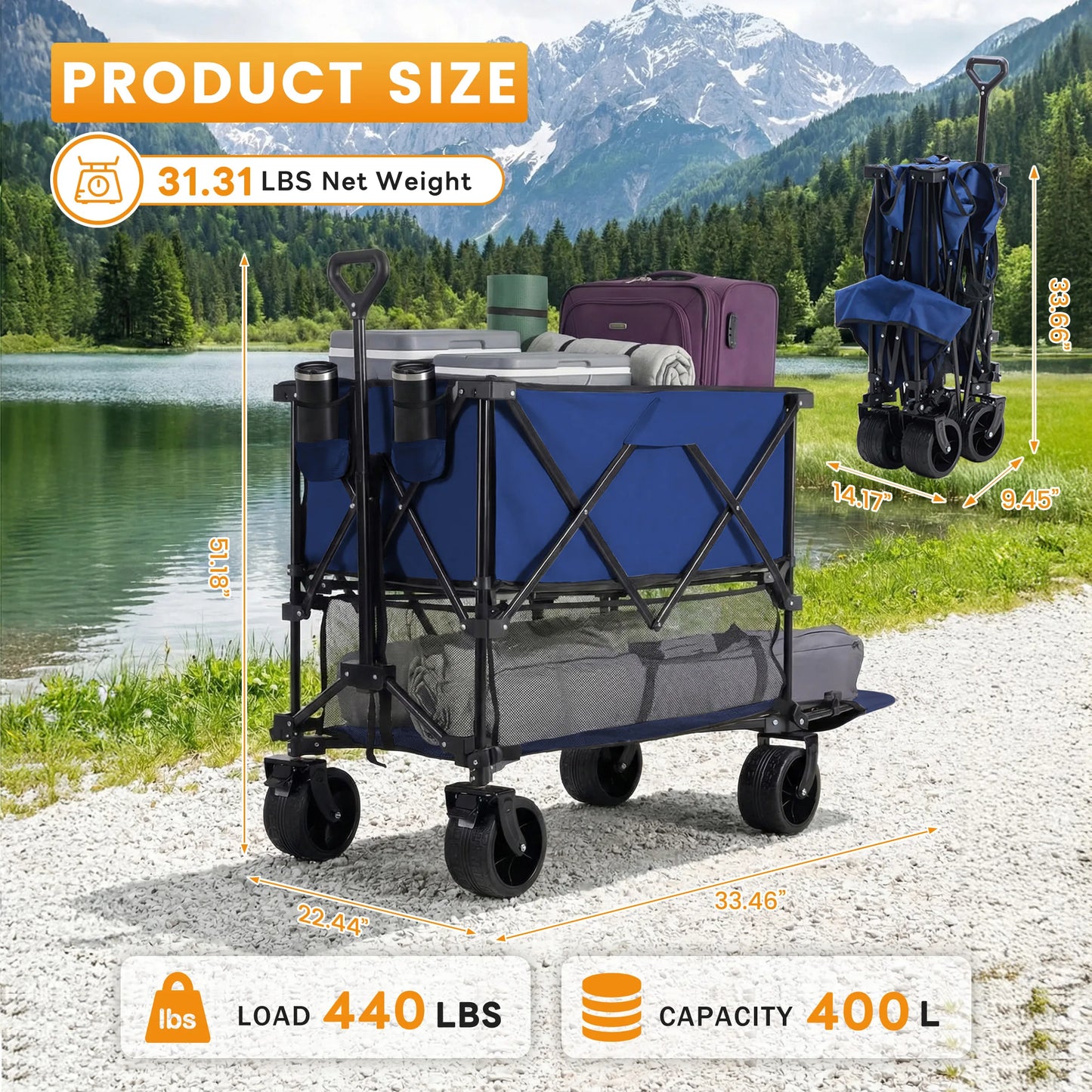 MCQ Folding Outdoor Picnic Table With Wheels