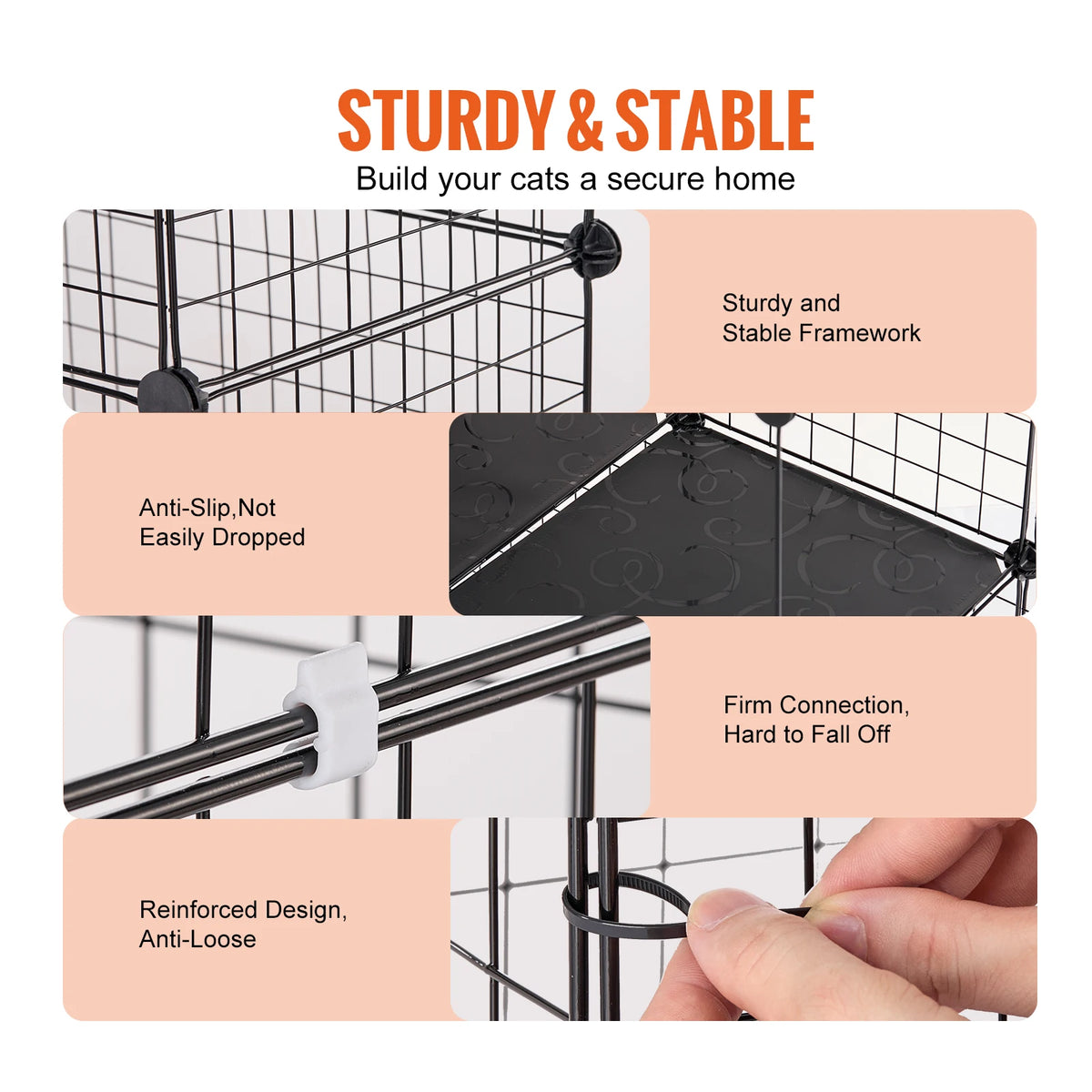 SucceBuy Detachable Metal Cat Cage With Hammock Ramp And Ladders