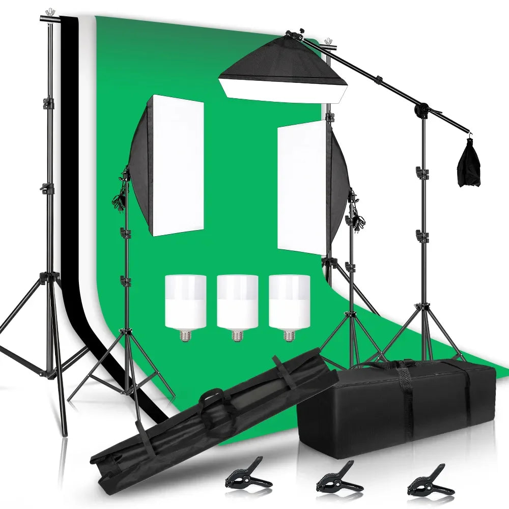 SH Studio Softbox Lighting Kit With Backdrop Stand Reflector