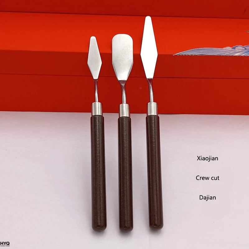 1/3/5/7PCS Watercolor Mixed Art Oil Painting Scraper Set Wood Stainless Steel Gouache Paint Pigment Mixing Knife Hand Tool