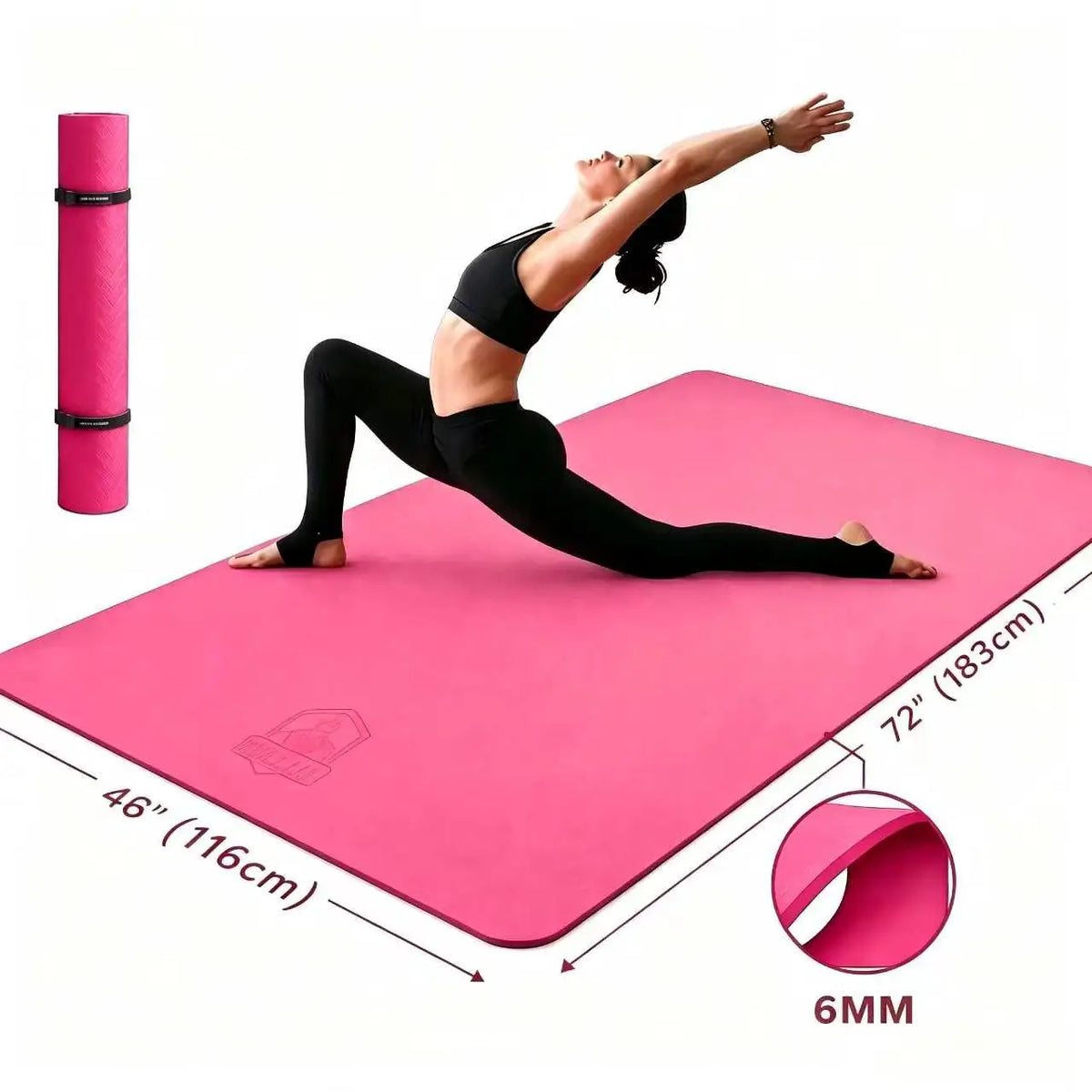 HAPBEAR Extra Large TPE Yoga Mat With Carrying Straps