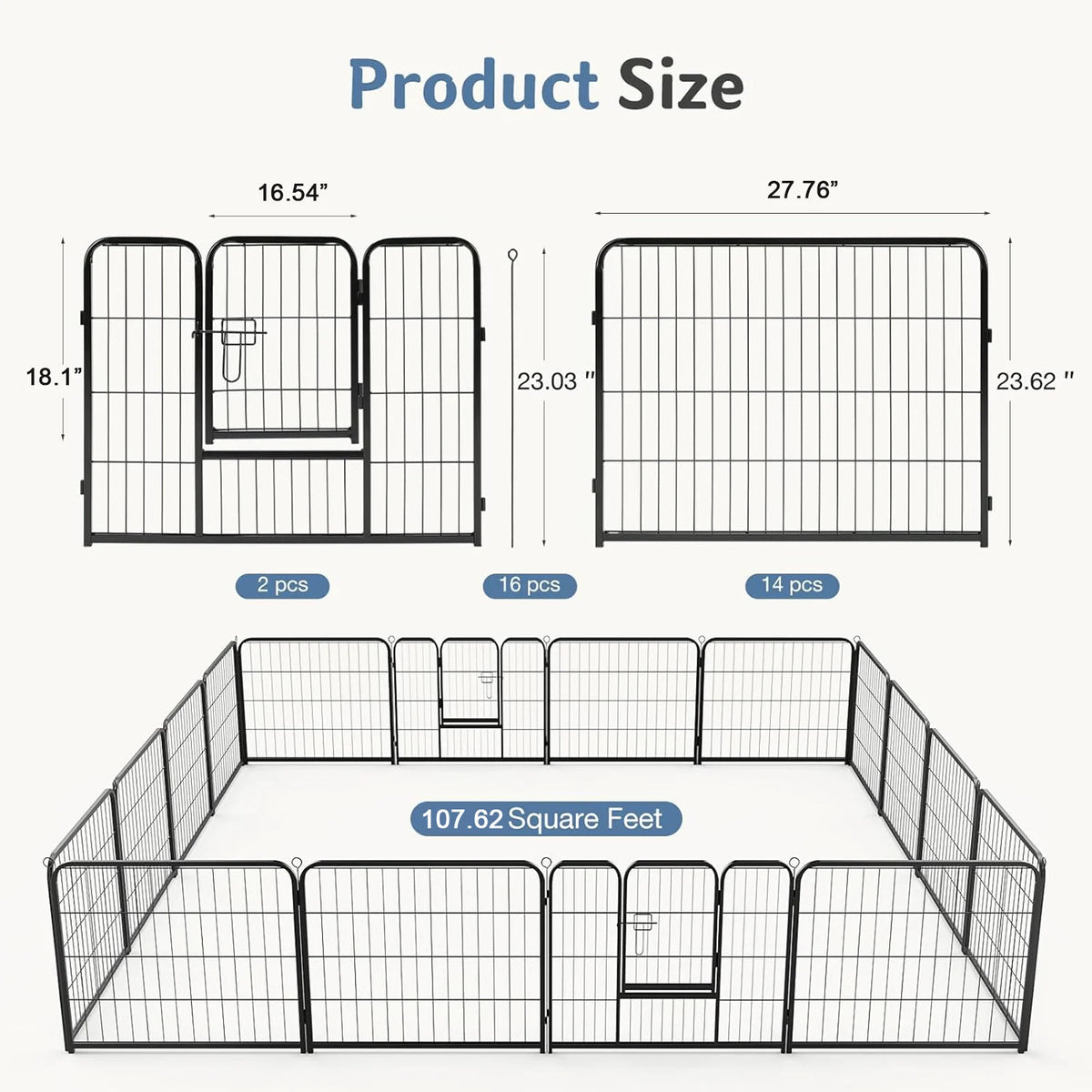 JHK Foldable Metal Dog Playpen And Outdoor Pet Exercise Fence