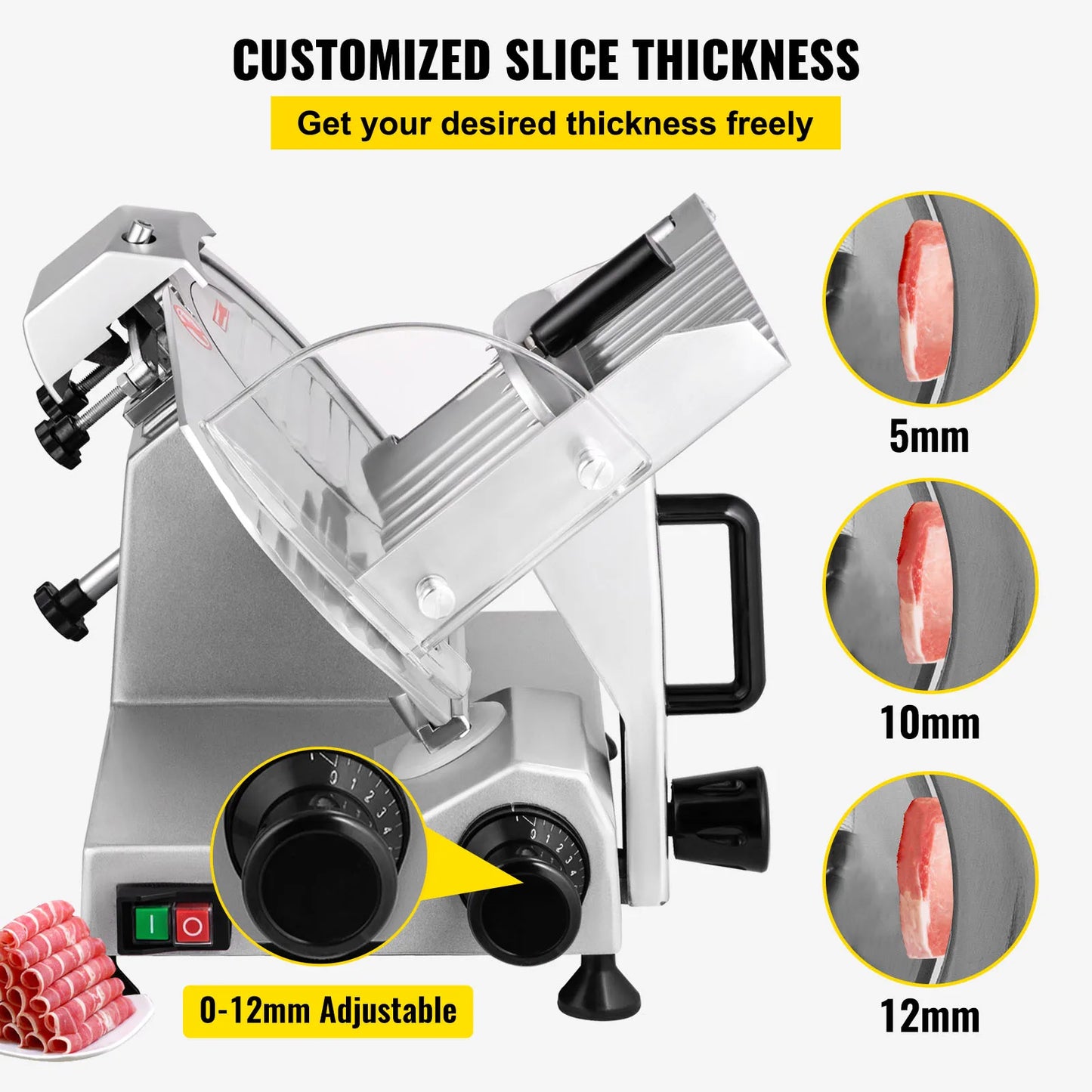SucceBuy Meat Slicer Electric Deli Food Slicer 200W